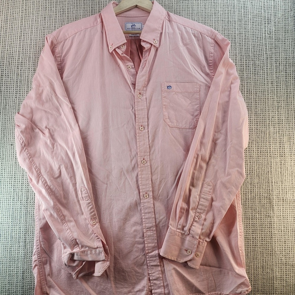Southern Tide Shirt Mens Large Pink Trim Fit Button Down Long Sleeve Casual